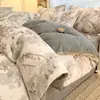 Conjunto de Quatro Peças de Leite Fleece Esculpido Espesso 2026 Novo Estilo Coral Fleece Inverno Flanela Lençóis de Cama Capas de Edredom