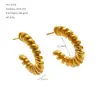 Brincos Europeus e Americanos em Aço Inoxidável Dourado 18K com Design de Nicho em Formato C para Mulheres, Modernos e Versáteis