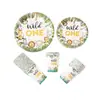 Conjunto de Festa de Aniversário Tema Selva Amazônica Conjunto de Louças Descartáveis Copo de Papel Prato de Papel Decoração