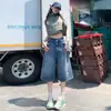 Novedad en stock jeans de pierna ancha acampanados cropped holgados plisados de cintura alta adelgazantes estilo retro americano para mujer primavera/verano 2025