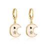 Brincos Aogu nicho personalizados estrela lua femininos novos cobre banhado a ouro 18K gota óleo zircônia brincos cruzamento fronteira novo produto