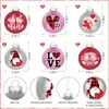 24 Peças Joias de Bola para o Dia dos Namorados Vermelho Cintilante Rosa Prata Árvore de Dia dos Namorados Pendente de Madeira Decoração Romântica de Dia dos Namorados