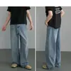 Jeans para Hombre Transfronterizos Sudeste Asiático Estilo Caliente Lavados de Pierna Ancha Hombres Retro Desgastados Sueltos de Pierna Recta