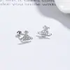 2025 Novas Brincos de Prata Esterlina S925 Design de Nicho Coringa Casuais Completamente Cravejados de Diamante Fio de Planeta Fivela Brincos