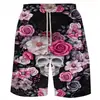 Shorts de Verão Europeu e Americano Série Caveira Impressão 3D Verão Soltos Calças de Praia Moda Casual Shorts Masculino