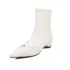 Botines ajustados y elegantes de estilo coreano con punta fina, lazo, que aumentan la altura, de tacón medio, cuña, elásticos para mujer, otoño e invierno 2026