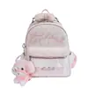 Alto Valor Estético, Fresca y Versátil Bolsa de Encaje Rosa con Conejito y Flores Estilo Coreano, Mochila de Viaje Dulce y a la Moda