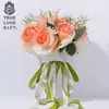 Cor champanhe simulação Rosa Casamento noiva segurando flores criativo suprimentos de casamento ocidental buquê de casamento atacado