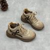 Tênis de Treino Alemão Tendência em Couro Genuíno 26 Primavera e Outono Novo Estilo Coreano com Cadarço Calçados Casuais Esportivos Cano Médio Moda Couro Bovino Feminino