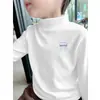 Y2171 # Camiseta Básica Masculina Derong, Top de Outono com Gola Alta Curta para Crianças, Camiseta de Manga Longa, Tendência Cartoon de Outono