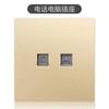 Panel Internacional de Enchufe e Interruptor Eléctrico Toma de Pared Doméstico Oculto 86 Oro Champán Panel Grande Tres Orificios