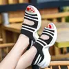 Sandalias Deportivas Casuales de Malla Blanca con Puntera Redonda, Tela de Malla Blanca, Suela Gruesa, Listas para Enviar, Ligeras, Estilo Harajuku, Tejido Fly-Knit, Sandalias de Plataforma