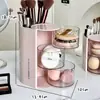 Caja de Almacenamiento Giratoria para Brochas de Maquillaje a Prueba de Polvo Organizador de Esponjas de Belleza para Escritorio Estante de Almacenamiento para Labiales Caja de Almacenamiento para Tocador