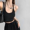 Chaleco de tirantes finos estilo americano para mujer, prenda exterior de verano, estilo Spice Girl, ajustado, sin mangas, básico, color liso, con tirantes.