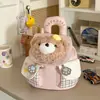 Bolsa de dibujos animados estilo coreano para mujer, mochila con tapa de oso estilo universitario, mochila de oso casual portátil de alta apariencia para salir