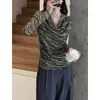 Top Básico de Manga Larga con Cuello en V y Bloques de Color a Rayas Clásicas para Mujer 2026 Primavera Nuevo Sencillo Versátil Casual Tejido