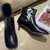 Botines de Tacón Alto de Piel Genuina 2026 Nuevo Estilo Vintage Europeo y Americano Tacón Fino Punta Redonda Piel de Vaca Botas de Moda