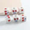 Cuentas Cerámicas Cuadradas de Cereza con Agujero Grande Hechas a Mano para Joyería DIY Cuentas Sueltas Pulsera Collar Accesorios de Ropa Materiales
