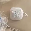 Funda Azul Hielo Transparente con Mariposa para Auriculares Bluetooth Apple AirPods 4ª Generación, Adecuada para Pro2, Estilo Fresco para 3ª y 5ª Generación, con Suave Anillo para Colgar