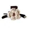 Pinza para el Cabello de Hilo Floral Color Café Suave Estilo Francés Lado A para Mujer, Pinza de Tiburón para Moño en la Parte Trasera de la Cabeza, Accesorio para el Cabello de Otoño e Invierno
