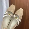 Sapatos Mary Jane de Salto Grosso para Mulheres 2026 Nova Primavera Estilo Francês Inspirado em Chanel Laço Tira Única Bico Quadrado Scarpins Baixos