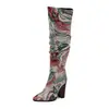 50 botas femininas transfronteiriças botas de cavaleiro empilhadas botas de tamanho grande botas de bico fino outono e inverno europeu e americano comércio exterior 40 salto super alto novo