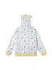 Jaqueta Cardigan Estrela de Strass Quente Fofa para Mulheres no Outono Estilo Coreano Solto Redutor de Idade Estilo Preppy Moletom com Capuz