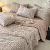 Conjunto de Colcha de Verão em Jacquard de Algodão Puro, Camada Dupla de Gaze, Conjunto de Quatro Peças, Colcha Fina, Lavável no Verão, Colcha Fresca de Verão, Colcha para Dormitório, Quarto, Ar Condicionado