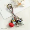 Pingente de Bolsa de Contas de Cerâmica de Jingdezhen Chaveiro Artístico Tecido à Mão de Sementes de Bodhi Ornamento de Estilo Floresta de Nicho