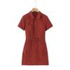 Exportación Transfronteriza Ropa de Mujer 2025 Verano Estilo Europeo y Americano Vestido Camisero de Solapa con Cinturón de Manga Corta C524091