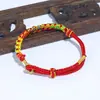 Pulseira Trançada à Mão Estilo Xizang com Cinco Divindades da Riqueza, Pulseira Flor de Pessegueiro, Corda Multicolorida Estilo Étnico, Pulseira Trançada Feita à Mão, Venda por Atacado para Transmissão ao Vivo