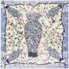 Pañuelo de seda Mai Tong de 90 cm x 90 cm con diseño de ramas de botella azules y blancas, color camelia, para mujer, de imitación de seda, cuadrado grande, para mujer
