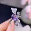 Anillo de Amatista Pura Natural para Mujer Color Súper Genial Piedra al Descubierto Tamaño 7*9mm Plata Pura S925 de Alto Grado Incrustado