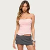 2026 Primavera/Verano Transfronterizo Europeo y Americano Top sin Tirantes tipo Camiseta de Tirantes Estilo Europeo y Americano Sexy Moda Femenina Camiseta de Capas con Caída