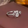 Anillo de Plata de Ley 925 100 Apellidos Familiares Apellido Familiar Anillo para Mujer Nuevo Amor Diseño de Nicho Sentido Anillo de Dedo Abierto Todo-partido Regalo