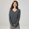 Suéter de punto de cachemir con trenzas y cuello en V simple para mujer Otoño Invierno Holgado Versátil Adelgazante Agradable al tacto Cálido Top de punto