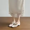 Versión en Stock~Mules de Verano para Mujer sin Cierre con Tacón Oculto, Punta Cuadrada Estilo Chanel, Diseño Tejido Hueco y Sandalias de Punta Cerrada
