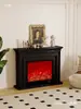 Armario de Almacenamiento Estilo Europeo con Llama, Gabinete Decorativo de Chimenea con Inserto de Chimenea, Chimenea Electrónica Estilo Francés para Casa de Huéspedes y Otras Salas de Estar
