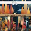 12 Folhas de Papel para Diário Vintage Temático Oceano 12 polegadas Transfronteiriço, Papel Material para Colagem Europeu e Americano, Papel Base para DIY Atacado