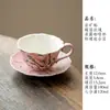 Caneca de café de cerâmica pintada à mão com borboleta e rosa em underglaze com pires, xícara de chá da tarde, caneca alta para água com alça