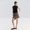 Chaleco sin mangas de cachemir 100% puro de cuello alto, listo para usar, nuevo estilo otoño/invierno, simple, entallado, capa base, top de punto