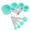 Juego de 8 Piezas con Mango de Acero Inoxidable, Tazas y Cucharas Medidoras, Cucharas Medidoras con Escala, Juego de Tazas y Cucharas Medidoras de Plástico