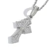Nuevo colgante de cruz estilo europeo y americano con zirconia en forma de T en oro rosa, collar hip-hop personalizado de moda para hombre, venta al por mayor transfronteriza