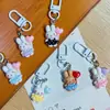 Chaveiro Coelho Fofo de Balão Pingente de Coração Cartoon Feminino Pingente de Estudante Acessórios de Bolsa para Melhor Amigo Pingente Doce e Simples