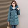 Chaqueta de plumón de invierno de moda para mamá, longitud media, 2023 Nuevo, noble, chaqueta acolchada de algodón para mujeres de mediana edad y mayores