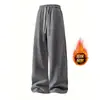 Pantalones casuales estilo americano con forro polar, pantalones deportivos de pierna recta, pantalones largos holgados y versátiles, venta directa de fabricantes transfronterizos, en stock para comercio exterior