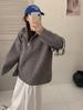 Suéter de Tricô Simples Casual com Meio Zíper Estilo Coreano Novo Outono e Inverno para Mulheres, Suéter Pulôver Básico Soltinho Emagrecedor com Capuz