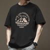 Camiseta de algodón de manga corta para hombre, estilo Hong Kong, color negro, de media manga, con cuello redondo, holgada, para combinar con todo y cinco prendas.