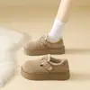 Zapatos Birkenstock con Plataforma de Encaje y Terciopelo para Mujer en Otoño e Invierno Casual Antideslizantes Cálidos Zapatos de Mocasín de Una Sola Pierna con Suela Gruesa y Zapatos de Algodón