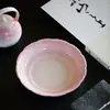 Dinastía Tang y Song Rosa Pintado a Mano Cerámica de Arita Cortina de Cuentas Soporte para Tetera Accesorios para Ceremonia del Té Bandeja de Cerámica para Té Seco Bandeja para Bocadillos de Té Base para Tetera